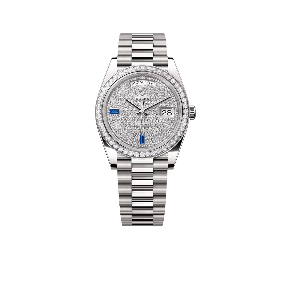 Day-Date 40 President White Gold Diamond Paved Dial with Sapphires 228349RBR
