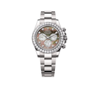 Daytona 40mm Oyster White Gold Black and White Mother of Pearl Diamond Dial & Bezel 126579RBR