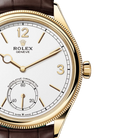 Perpetual 1908 39mm Yellow Gold White Dial Brown Alligator Leather Strap m52508-0006
