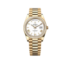 Day-Date 40 228348RBR Yellow Gold Diamond Bezel White Dial