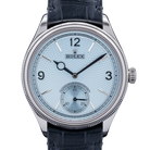 Perpetual 1908 39mm White Gold Platinum Ice Blue Dial Black Alligator Leather Strap m52506-0003