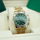 Daytona 40mm Green Dial 18K Yellow Gold Baguette Diamond Bezel Watch 116568BR (Super Clone)