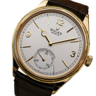 Perpetual 1908 39mm Yellow Gold White Dial Brown Alligator Leather Strap m52508-0006