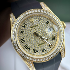 Datejust 40mm Diamond-Paved Dial Yellow Gold Men Watches