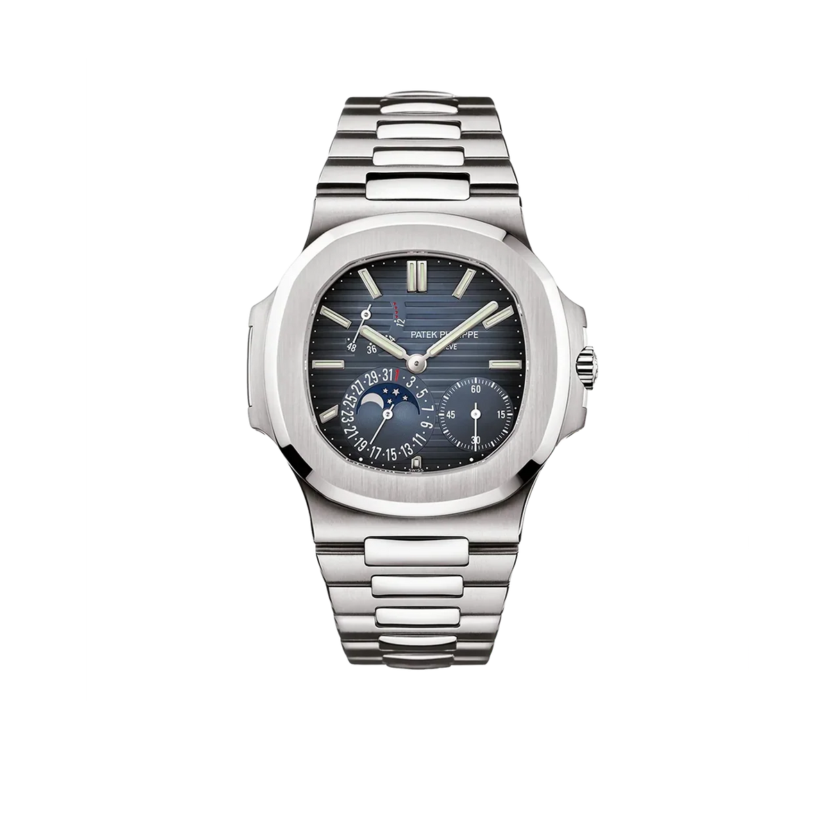 Nautilus 40mm 5712/1A-001 Moon Phase Power Reserve Stainless Steel Blue Dial