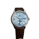 Perpetual 1908 39mm White Gold Platinum Ice Blue Dial Brown Alligator Leather Strap m52506-0002