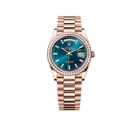 Day-Date 36mm 128345RBR Rose Gold Diamond Bezel Blue-Green Baguette Marker Dial