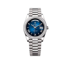 Day-date Oyster Perpetual 40mm White Gold Blue Ombré Dial, Diamond-set bezel M228349RBR-0045