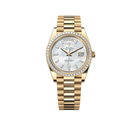 Day-Date 40 228398TBR Yellow Gold Mother of Pearl Diamond Baguette Dial and Bezel