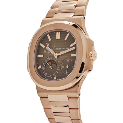 Nautilus 40mm 5712/1R-001 Moon Phase Power Reserve Rose Gold Brown Dial
