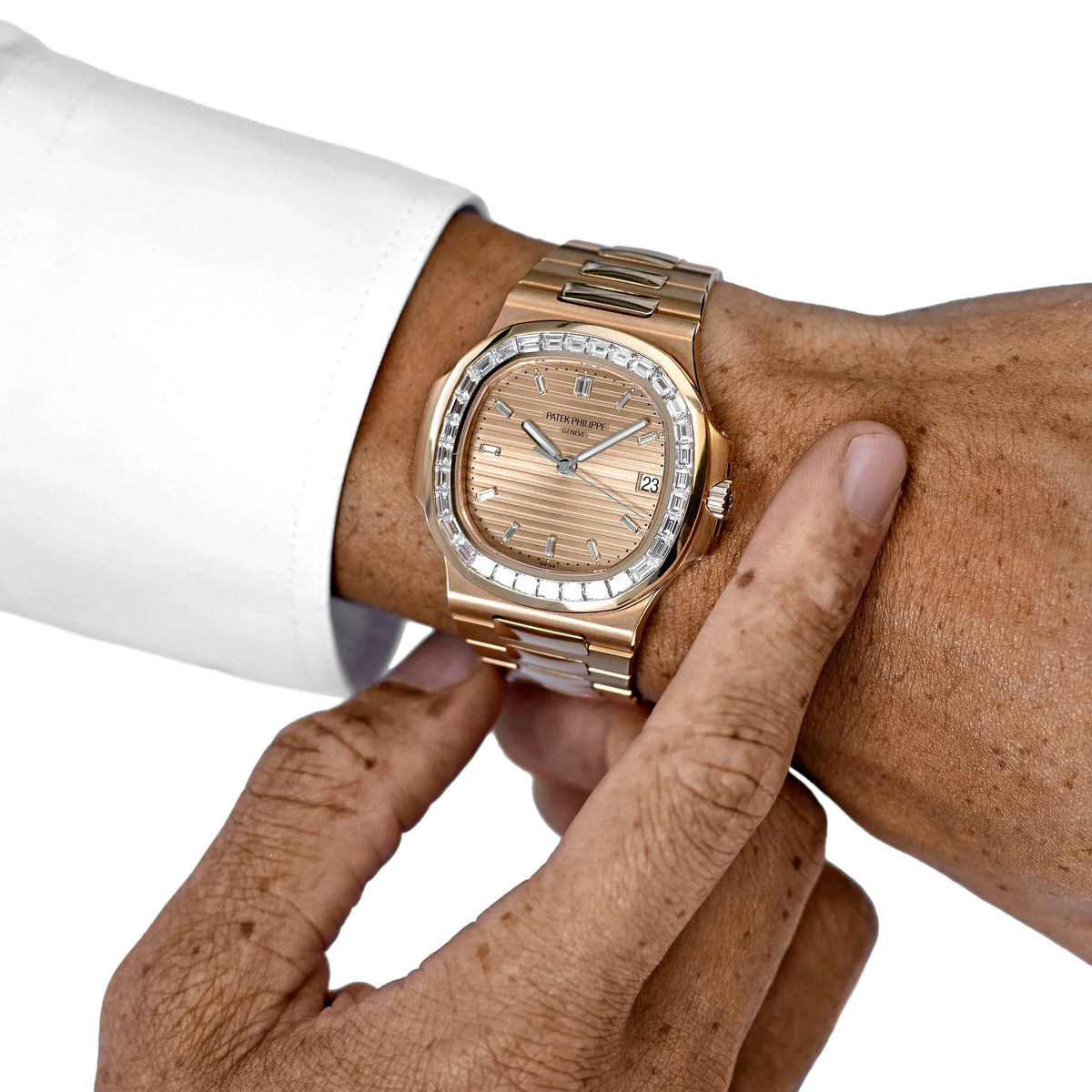 Nautilus 40mm 5723/1R-001 Rose Gold Rose-Gilt Dial Baguette Diamond Bezel