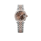 Lady-Datejust 31mm 278381RBR Stainless Steel Rose Gold Brown Roman Numerals Diamond Dial Diamond Bezel Jubilee