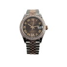 Lady-Datejust 31mm 278381RBR Stainless Steel Rose Gold Brown Roman Numerals Diamond Dial Diamond Bezel Jubilee