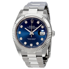 Datejust 41mm Oystersteel and white gold, blue and diamond-set dial 126334-0015
