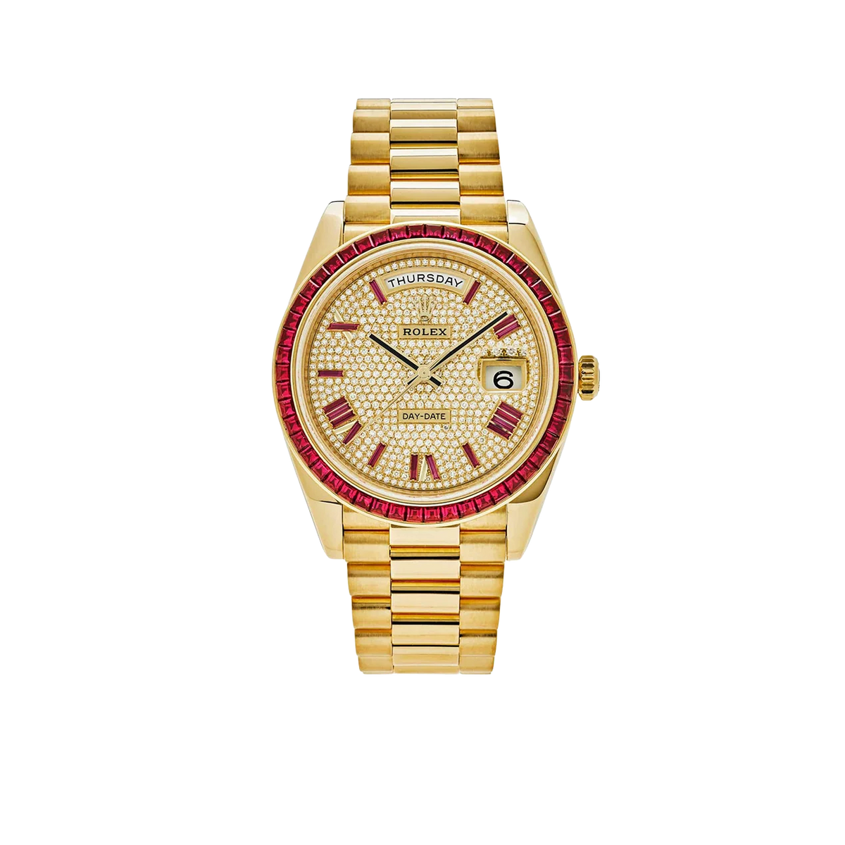Day-Date 40 228398TRU Yellow Gold Roman Dial Ruby Bezel