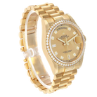 President Day-Date 36mm Yellow Gold Diamond Bezel Mens Watch 118348