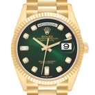 President Day-Date 36mm Yellow Gold Green Diamond Dial Mens Watch 128238