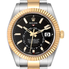 Sky Dweller 42mm Yellow Gold Steel Black Dial Mens Watch 326933