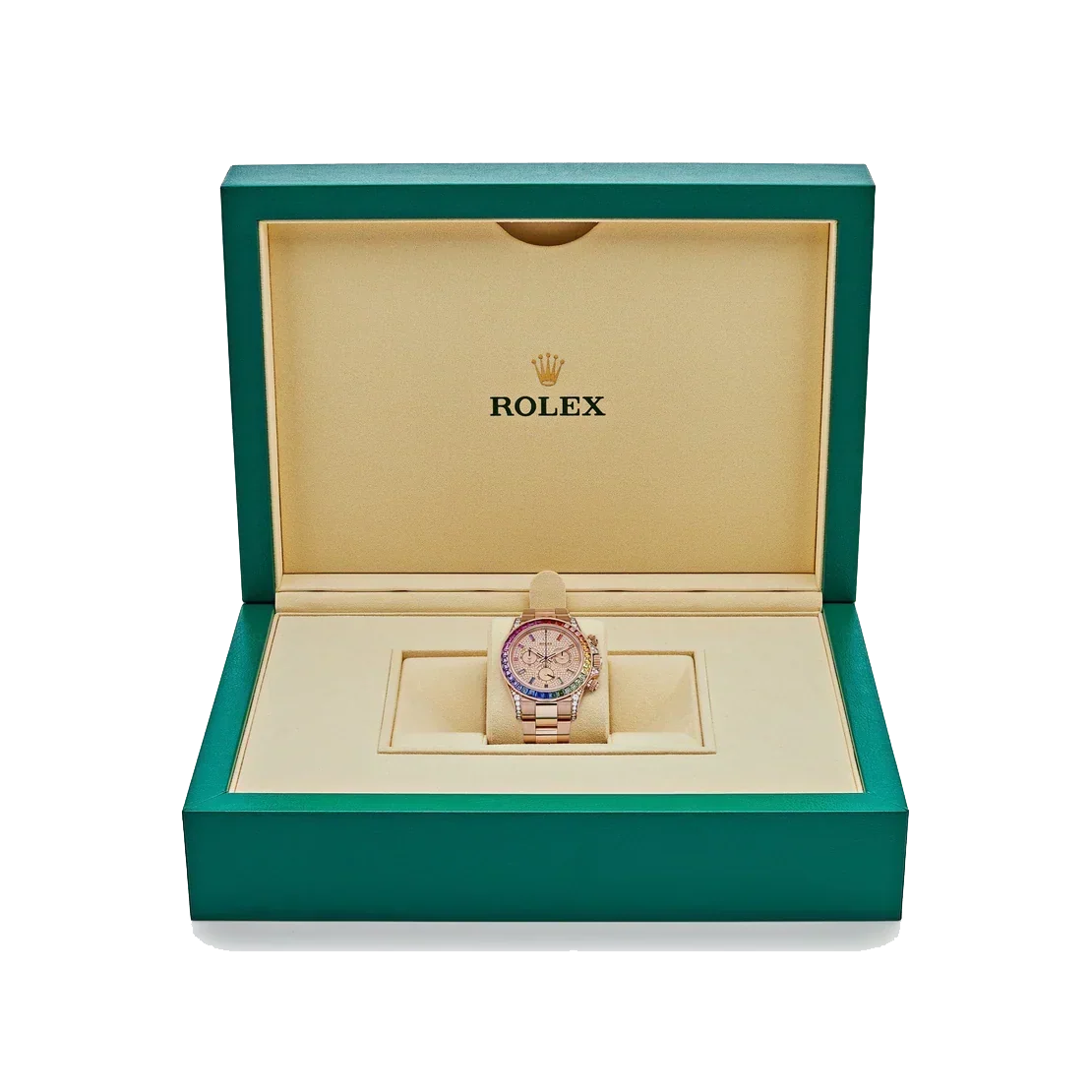 Daytona 116595RBOW Rainbow Rose Gold Pave Diamond Dial Sapphire Bezel