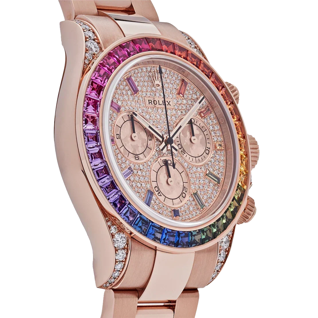 Daytona 116595RBOW Rainbow Rose Gold Pave Diamond Dial Sapphire Bezel