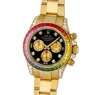 Daytona 116598RBOW Rainbow Yellow Gold Black Diamond Dial Sapphire Bezel