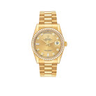 President Day-Date 36mm Yellow Gold Diamond Bezel Mens Watch 118348
